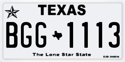 TX license plate BGG1113