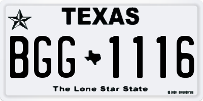 TX license plate BGG1116