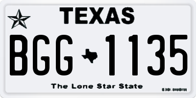 TX license plate BGG1135