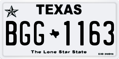 TX license plate BGG1163