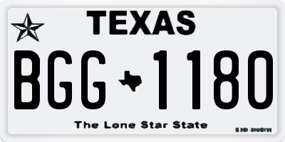 TX license plate BGG1180
