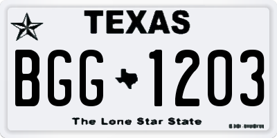 TX license plate BGG1203