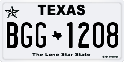 TX license plate BGG1208