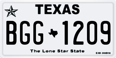 TX license plate BGG1209