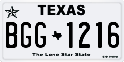 TX license plate BGG1216