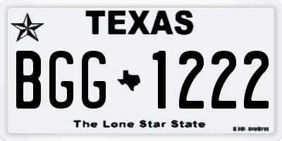 TX license plate BGG1222