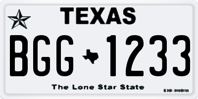 TX license plate BGG1233