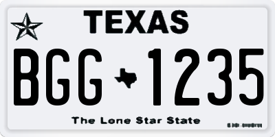 TX license plate BGG1235