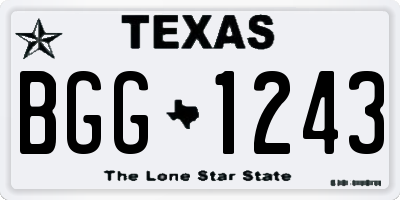 TX license plate BGG1243