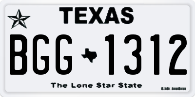 TX license plate BGG1312