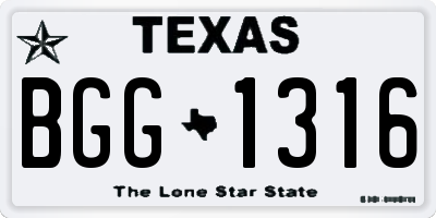 TX license plate BGG1316