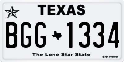 TX license plate BGG1334