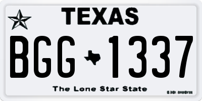TX license plate BGG1337