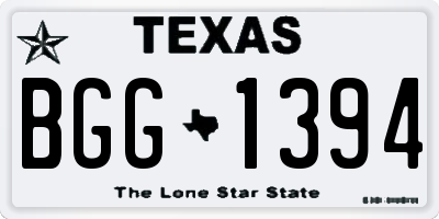 TX license plate BGG1394