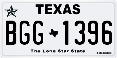 TX license plate BGG1396