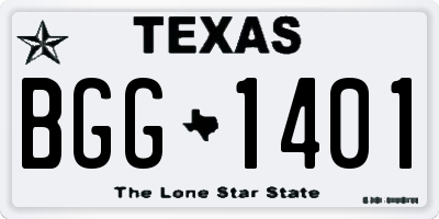 TX license plate BGG1401
