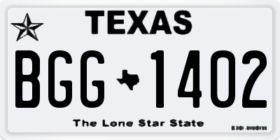 TX license plate BGG1402