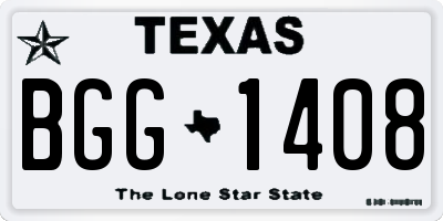 TX license plate BGG1408