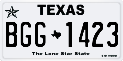 TX license plate BGG1423
