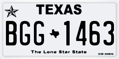 TX license plate BGG1463