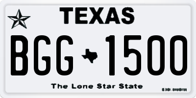 TX license plate BGG1500