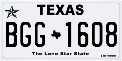 TX license plate BGG1608
