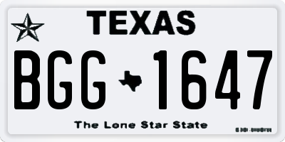 TX license plate BGG1647