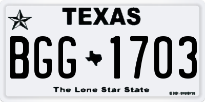 TX license plate BGG1703