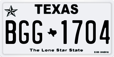 TX license plate BGG1704