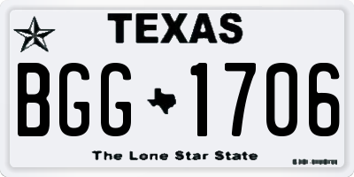 TX license plate BGG1706
