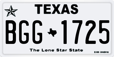 TX license plate BGG1725