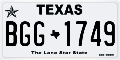 TX license plate BGG1749