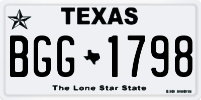 TX license plate BGG1798