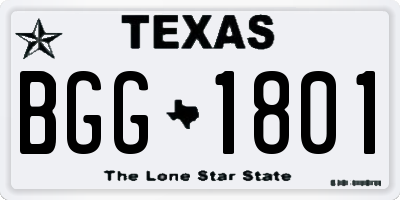 TX license plate BGG1801
