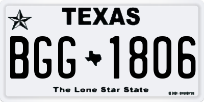 TX license plate BGG1806