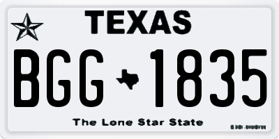 TX license plate BGG1835