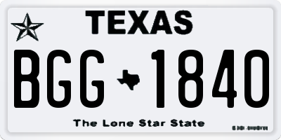 TX license plate BGG1840