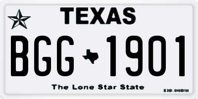 TX license plate BGG1901