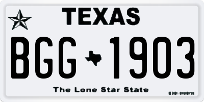 TX license plate BGG1903