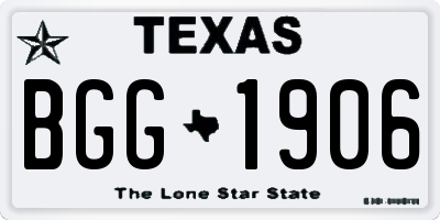TX license plate BGG1906
