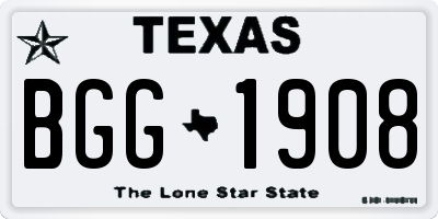 TX license plate BGG1908