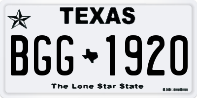 TX license plate BGG1920