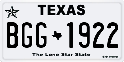 TX license plate BGG1922