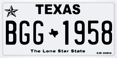 TX license plate BGG1958