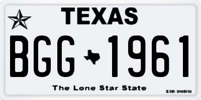 TX license plate BGG1961