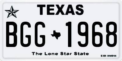 TX license plate BGG1968