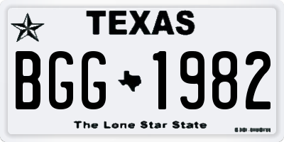 TX license plate BGG1982