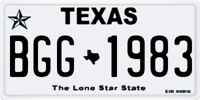 TX license plate BGG1983
