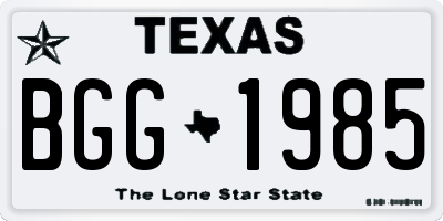 TX license plate BGG1985