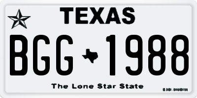TX license plate BGG1988